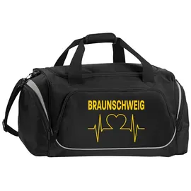 multifanshop Sporttasche - Braunschweig - Herzschlag - Druck gelb - Tasche