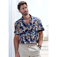 John Devin Hawaiihemd »Regular fit«, Kurzarm, Freizeithemd mit Palmendruck aus reiner Baumwolle, Gr. XL (43/44) N-Gr, navy-bedruckt, , 13278835-XL N-Gr