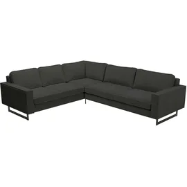 PLACES OF STYLE Ecksofa »Pinto, XXL, 250/290 cm, langer Schenkel, Ottomane«, Cord, Chenille, Lederoptik, mit Keder, Metallfüße, Wellenunterfederung
