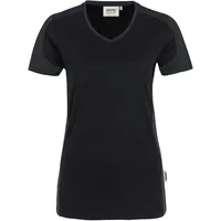 Hakro Damen V-Shirt Contrast Mikralinar® schwarz/anthrazit, XS