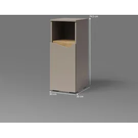 livinity Livinity® Midischrank Greige, Greige, Holzwerkstoff, 3 Fächer, Rechteckig, 30x74.5x35 cm mit Tür und offenem Fach