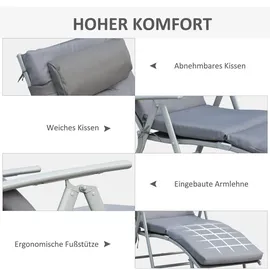 Outsunny Sonnenliege 137 x 63,5 x 101 cm Grau