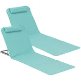 [en.casa] Donostia 2er Set Gartenliege 143 x 48 x 0 cm Türkis