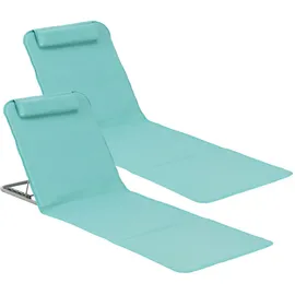 [en.casa] Donostia 2er Set Gartenliege 143 x 48 x 0 cm Türkis