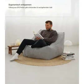 mokebo Sitzsack Sessel mit Hocker aus Cord Der Lümmel XXL Sitzsack, Cord Sessel oder Sitz Sessel in Anthrazit