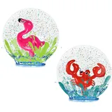 WUPENGSA 2 Stück Aufblasbare Wasserball, 3D Strandball, Strandball Aufblasbar, Wasserball mit Pailletten, Krabbe und Flamingo, Strandball für Schwimmbad, Strand, Garten