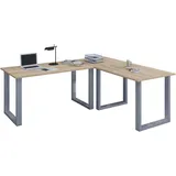VCM Eckschreibtisch Lona Sonoma Eiche / Silber