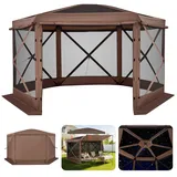 Vevor Pop-up-Pavillon 3,6 x 3,6 m inkl. 6 Seitenteile Braun