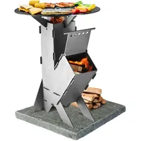 GRAFT Raketenofen inkl. Grillplatte Rocket Stove Stecksystem aus massivem 3 mm dickem Stahl | Feuerschale | Pelletofen | Holzofen | Campingkocher | Campinggrill | Holzkochherd
