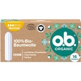 o.b. Tampon Organic Normal, aus 100% Bio Baumwolle, für mittlere bis stärkere Tage, für natürlichen Schutz, 16 Stück