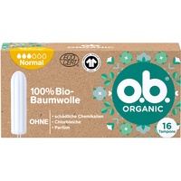 o.b. Tampon Organic Normal, aus 100% Bio Baumwolle, für mittlere bis stärkere Tage, für natürlichen Schutz, 16 Stück