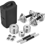 Gymtek Gusseisen Hantelset, 20kg Kurzhanteln 2er Set, Verchromten Hantelstange, Verstellbare Hanteln Set, Gewichte Hantel, Dumbbell Set, Kurzhantel Set fur Krafttraining Zuhause, Verchromtes Gusseisen