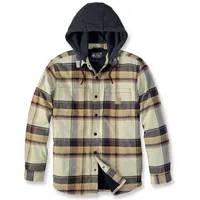 CARHARTT Rugged Flex Flannel Fleece, Textiljacke - Dunkelbraun/Hellgelb/Schwarz - S