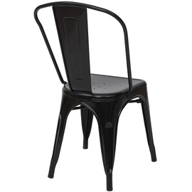 Mendler 6er-Set Stuhl HWC-A73, Bistrostuhl Stapelstuhl, Metall Industriedesign stapelbar schwarz