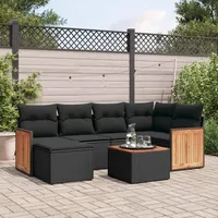 Gecheer 7-TLG. Gartenlounge Set, Balkonlounge Set Rattan, Terrassensofa Rattan, Loungemöbel Polyrattan, Polyrattan Gartenmöbel, Garten Sofa Outdoor Set, Kissen