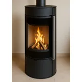 ECOfoxx Kaminofen Runder Premium-Kaminofen Montreal, schwarz - 6,3 kW, 6,3 kW