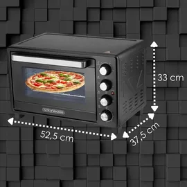 Steinborg Minibackofen Pizzaofen 35L mit Umluft 1600W schwar