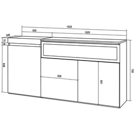 SKRAUT HOME Sideboard 150 x 75 x 35 cm Schwarz