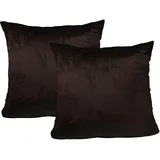Jack 2er Set Teddy Flausch Kissenhülle Kissenbezug in Braun | Gr.: 40x40 cm