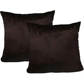 Jack 2er Set Teddy Flausch Kissenhülle Kissenbezug in Braun | Gr.: 40x40 cm