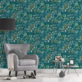 Architects Paper Floral Vliestapete 10 m x 0,32 m 10,05 m x 0,53 m Gelb/Grün/Türkis/Petrol 391713