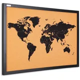 ALLboards Korktafel WELTKARTE 60 x 40 cm Schwarz