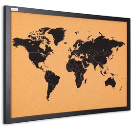 ALLboards Korktafel WELTKARTE 60 x 40 cm Schwarz