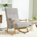Schaukelsessel Mit Seitentasche Und Lendenkissen Grau Okmyhome