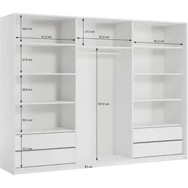 masseno Schwebetürenschrank TAVI 250 x 205 x 60 cm Gelb