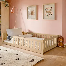 Kids Collective Kinderbett Bodenbett 120 x 200 cm Kiefer massiv natur beige