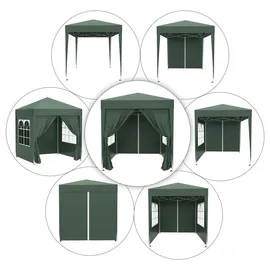 Outsunny Pavillon 2x2m Faltpavillon 4 Seitenwände mit Fenster Tragetasche Stahl