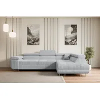 altdecor Ecksofa Cord mit Schlaffunktion 2-Sitzer Grau