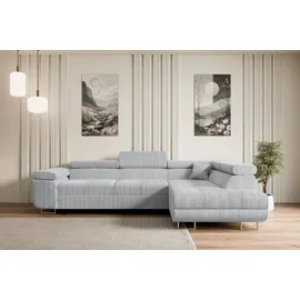 altdecor Ecksofa Cord mit Schlaffunktion 2-Sitzer Grau