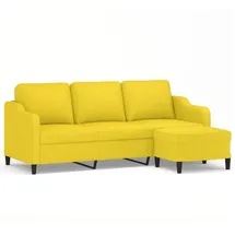 vidaXL 3-Sitzer-Sofa mit Hocker Hellgelb 180 cm Stoff