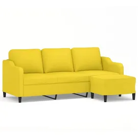 vidaXL 3-Sitzer-Sofa mit Hocker Hellgelb 180 cm Stoff