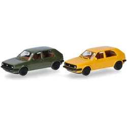 Herpa 012195-010 1:87 Herpa MiniKit: Volkswagen (VW) Golf II 4-türig, olivgrün/ginstergelb