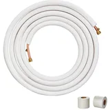 Vevor 25FT Mini-Split-Leitungsset, Kupferrohre mit 1/4" und 1/2" Außendurchmesser und dreischichtiger Isolierung, für Mini-Split-Klimaanlagen, Kältemittel- oder Wärmepumpengeräte und HVAC mit Wickelst