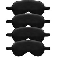 TOPTIE 4 Pack Silk Sleep Mask Blindfold Travel Nap Eye Cover Light Double-Side Smooth Rest Eyeshade, 8 1/4" x 3 3/4"-Black