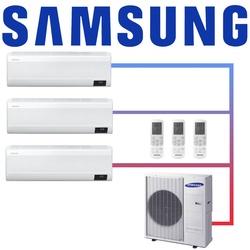 Samsung Multisplit 3x Wind-Free Exklusiv AR 12 Wandgerät 3,5 kW mit Free Joint Außeneinheit 6,8 kW