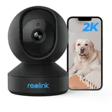 Reolink WLAN Überwachungskamera Innen, 2K 3MP Hund Haustier Kamera Babyphone, 355° Schwenk&50°Neigung, IR-Nachtsicht, 2-Wege-Audio, Baby Monitor mit Personen-/Haustiererkennung, E1 Schwarz