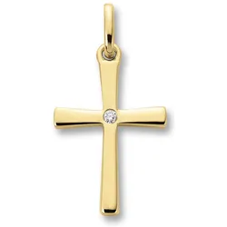 Ketten-Anhänger ONE ELEMENT "0.01 ct Diamant Brillant Anhänger aus 585 Gelbgold", gold, Schmuckanhänger, Damen, 0.01 ct, Gelbgold 585-Diamanten, Gelbgold 585, Diamanten, Damen Gold Schmuck