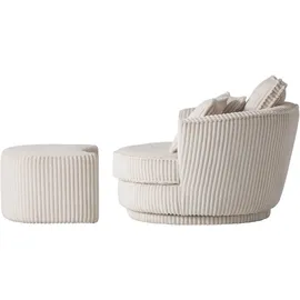 LEONIQUE »MAISIE, Love Seat XXL Lese-Sessel, Big-Sessel mit Hocker,«, (2 St.), Set in MEGA CORD und Web-Velours, drehbar 360 Grad