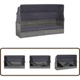 Vidaxl - Gartenbett Mit Baldachin Grau 205×62 Cm Poly Rattan - Strandkorb - Gartenmöbel - Sonnenliege - Rattan Möbel - Outdoor Möbel