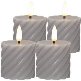 Star Trading LED Kerzen mit Timerfunktion Stumpenkerzen Grau LED Kerze mit Timer Stumpenkerzen Set 4er LED Stumpenkerzen mit Timer Gedrehte Kerzen