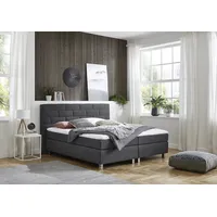 Westfalia Schlafkomfort Boxspringbett, grau (charcoal), B:175cm L:210cm, Bezug Bett: