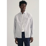 GANT Langarmhemd REG OXFORD BANKER STRIPE SHIRT mit dezenter Logostickerei blau