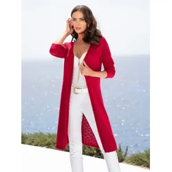 Longstrickjacke HEINE, Damen, Gr. 34, rot, 100% Polyacryl, unifarben, Langarm, Strickjacken
