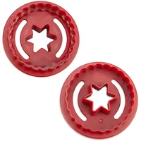Städter Linzer Ausstecher Spitzbub Stern gewellt doppelseitig Kunststoff ABS Rot, Durchmesser: 5,5cm, Höhe: 3cm, 954121