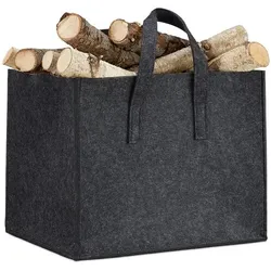 relaxdays Kaminholztasche mit 2 Haltegriffen
