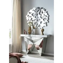 SalesFever Konsolentisch aus MDF mit Spiegelglas | Sockel aus prismenförmigen Spiegelelementen | B 120 x T 35,5 x H 81 cm | komplett verspiegelt